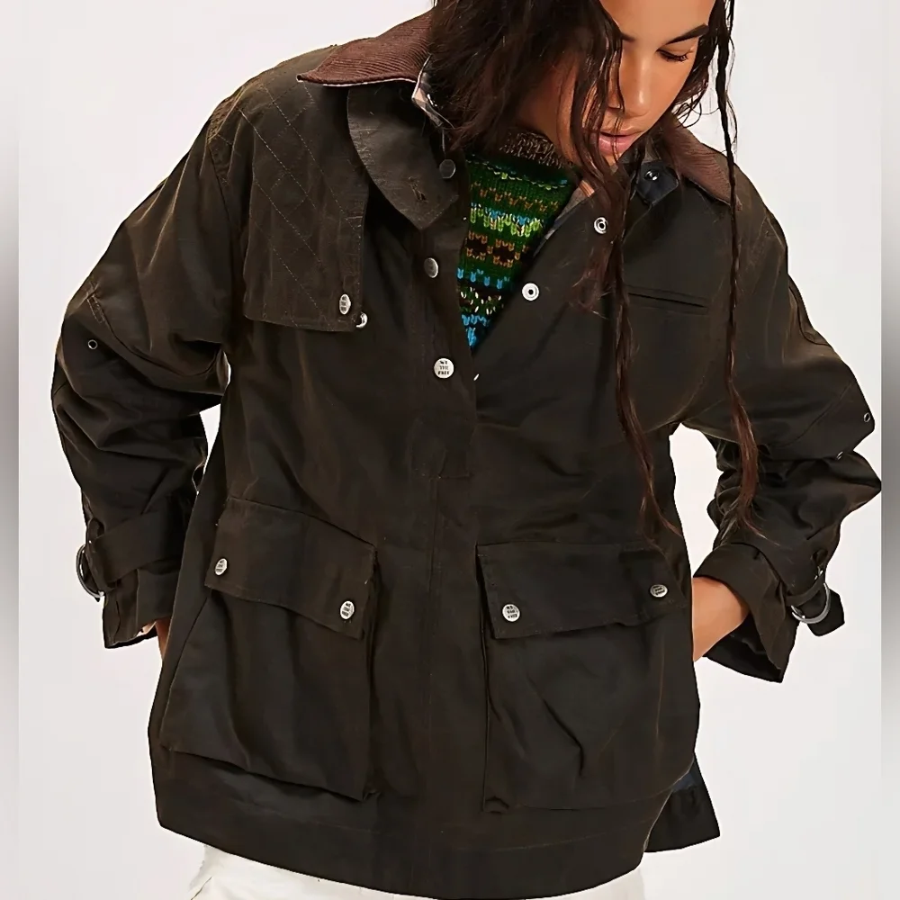We The Free Headliner Wax Pullover, Color Olive, Large, Retail $398.00 USD - Picture 5 of 16